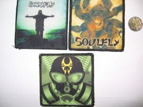 Soulfly  ofsetová nášivka po krajoch obšívaná  cca. 9x9cm  cena za 1ks!!!